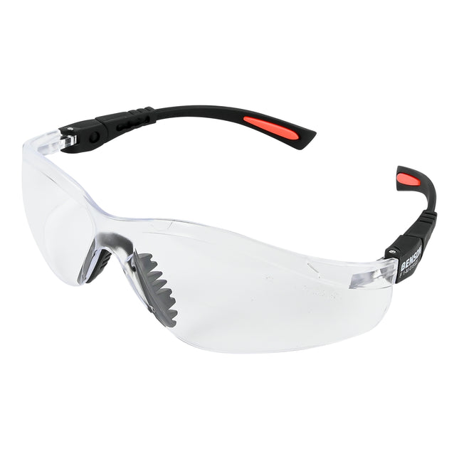 Veiligheidsbril zwart rood frame – Lichtgewicht