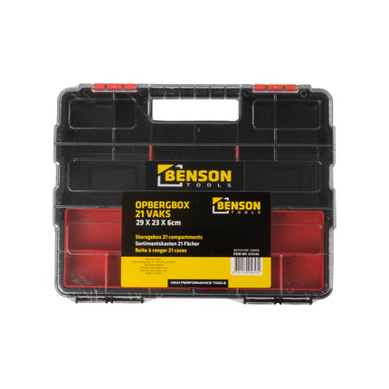 Opbergbox 21 vak 29 x 6 x 23 cm – Afmetingen 29 × 6 × 23 cm