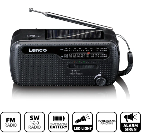 Noodradio opwindbaar met lamp en powerbank