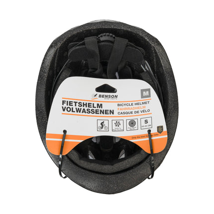 Fietshelm volwassenen maat M (54-58 cm) zwart – Hoofdomtrek 54-58 cm, Materiaal kunststof