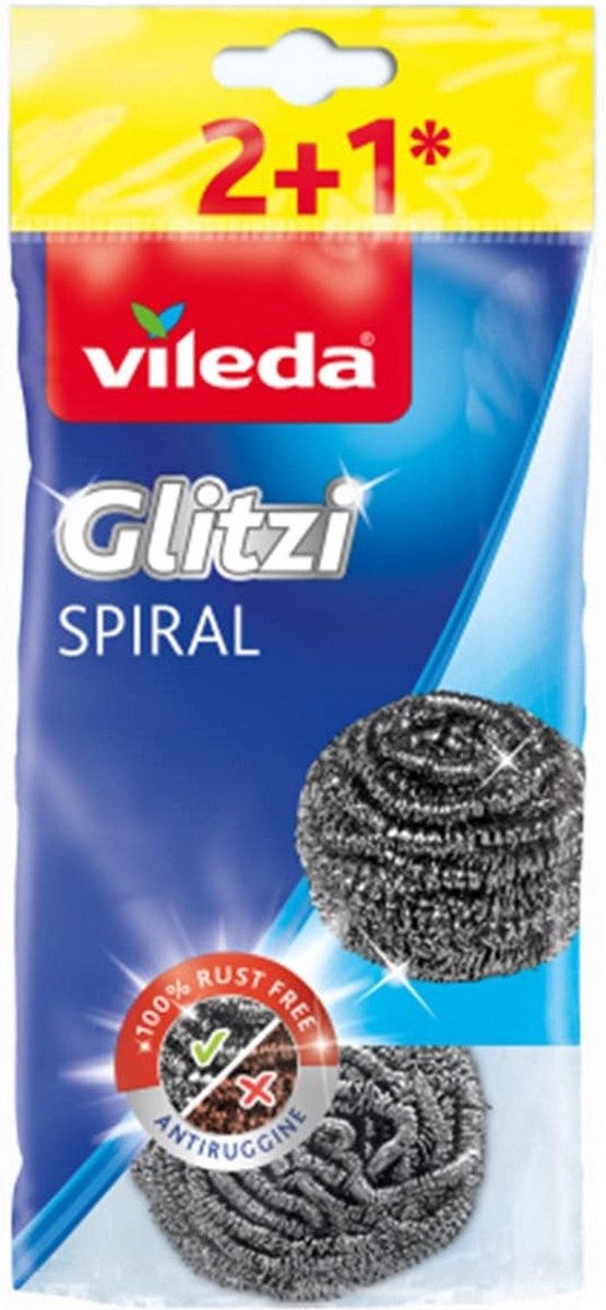 Vileda 3x roestvrij staal spiraal – Inhoud 3 roestvrijstalen spiralen