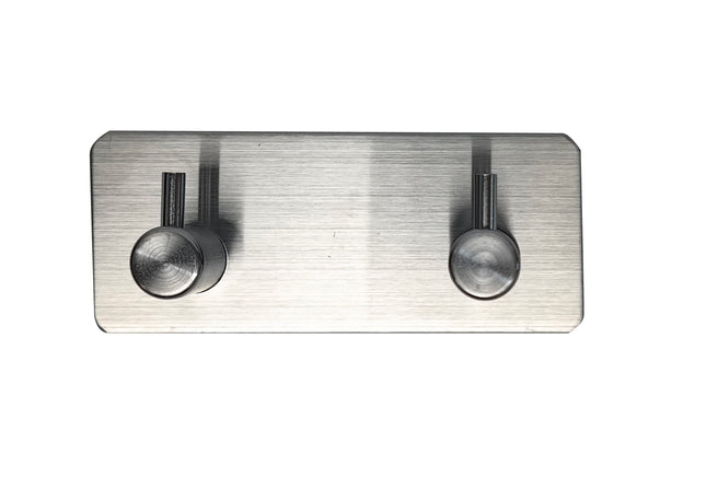 Haak dubbel metaal zelfklevend zilver – Afmetingen 11,5 x 4,5 x 3 cm, Kleur zilver