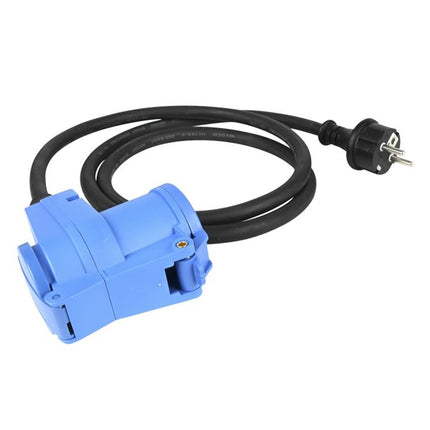 CEE haakse contrastekker + stopcontact verloop 1.5 mtr – Uitvoering haakse connector