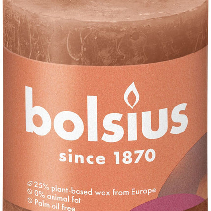 Bolsius Stompkaars rusty pink 80x68 mm – Afmetingen 6,8x6,8x8, Geur geurloos, Branduren 35