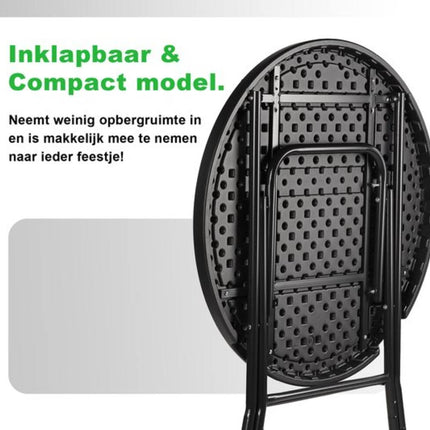 Statafel Zwart Bardi: 80cm Rond, 110cm Hoog, Kras- en UV-bestendig