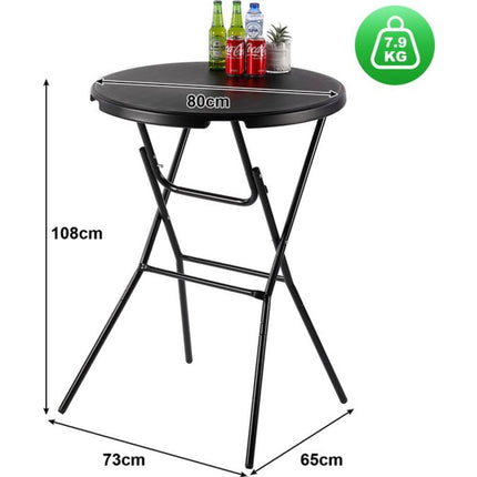 Statafel Zwart Bardi: 80cm Rond, 110cm Hoog, Kras- en UV-bestendig
