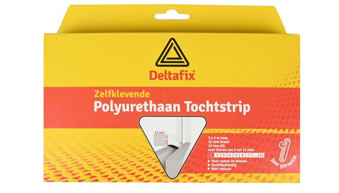 Tochtstrip foam 12 x 12 mm 3 x 2 mtr wit