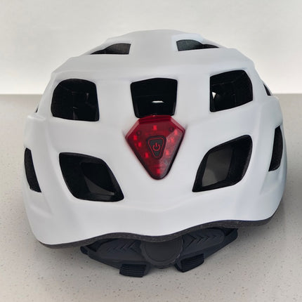 Fietshelm volwassenen met verlichting wit L – Maat L, Hoofdomtrek 58-62 CM, Kleur wit mat