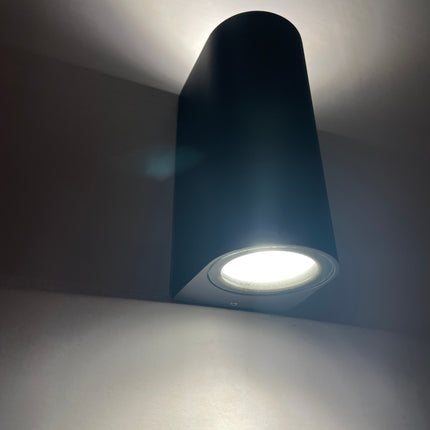 Wandlamp rond hoog up&down light IP65 – Fitting GU10, Waterdicht IP65, Snoer lengte 30 cm